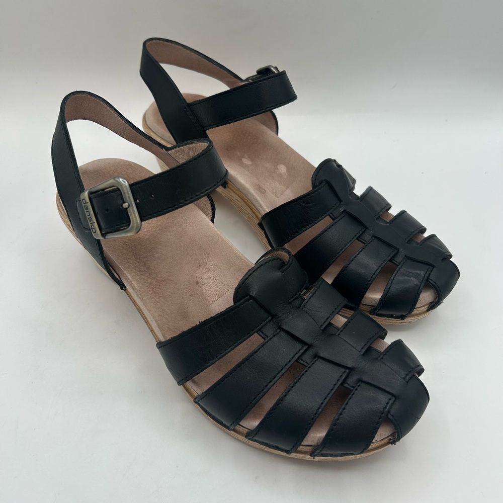 Dansko Milly Fisherman Woven Sandal in Black Leather, wood like soul size 39 - Picture 8 of 10